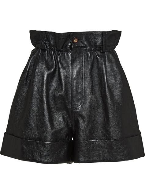 miu miu leather shorts